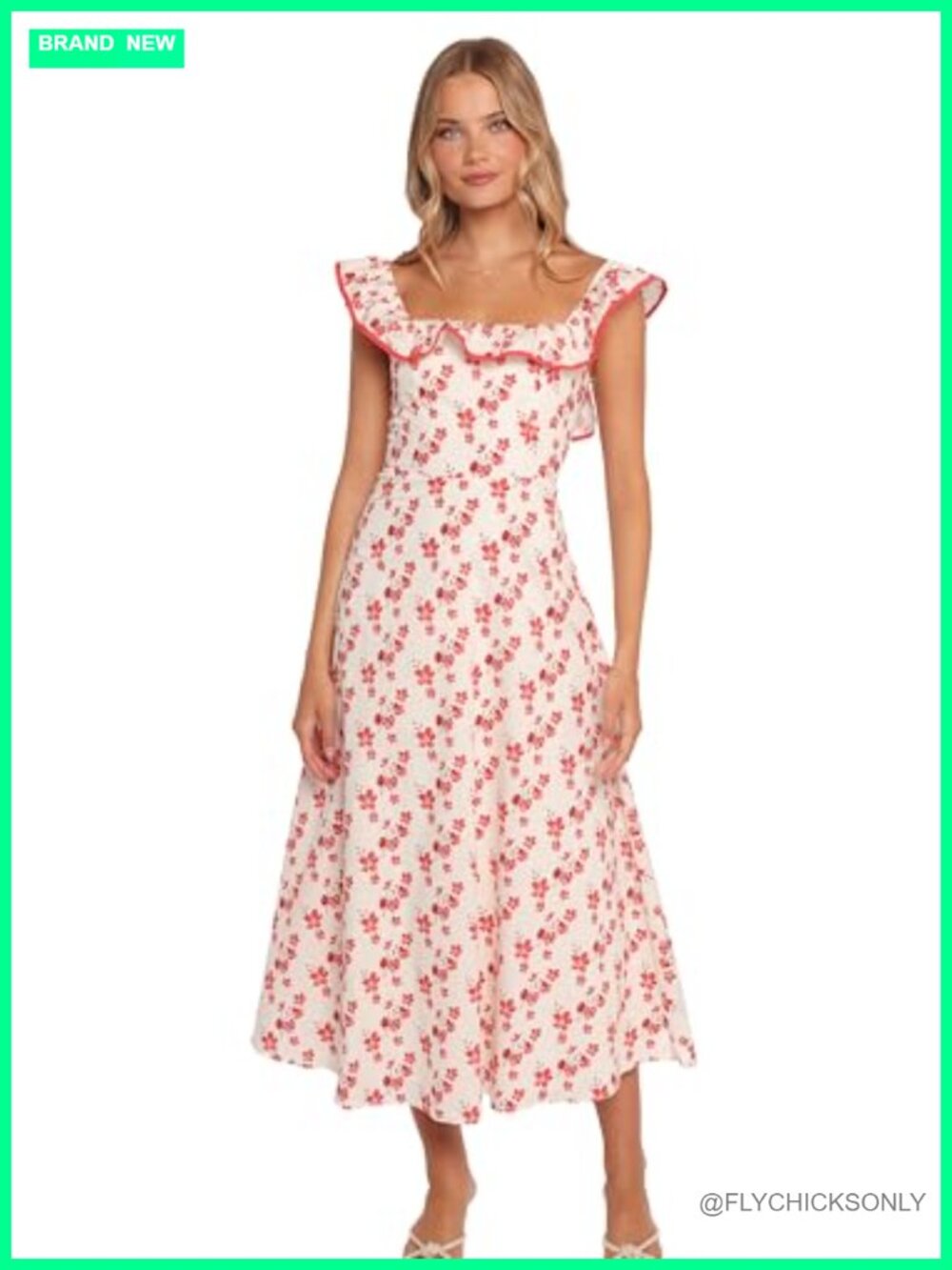 Petal & Pup Lucille Floral Maxi Dress Square Neck Frill Sleeveless